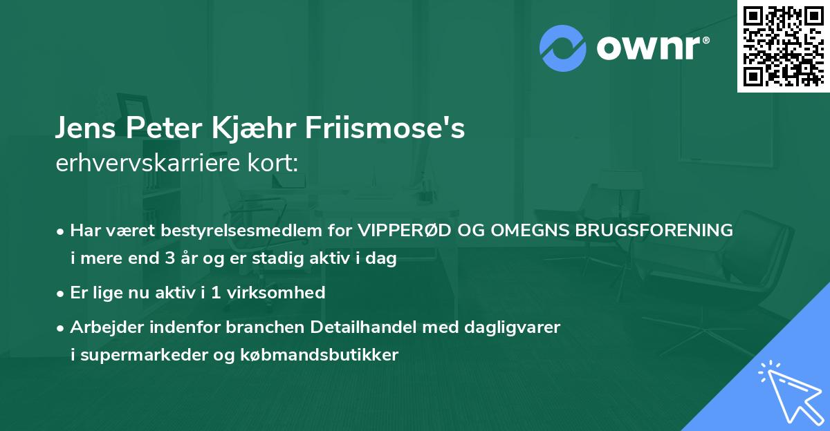 Jens Peter Kjæhr Friismose's erhvervskarriere kort