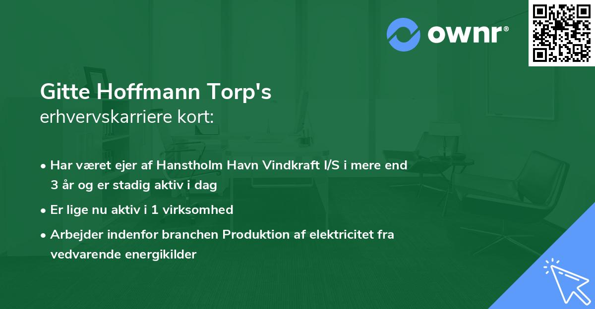 Gitte Hoffmann Torp's erhvervskarriere kort