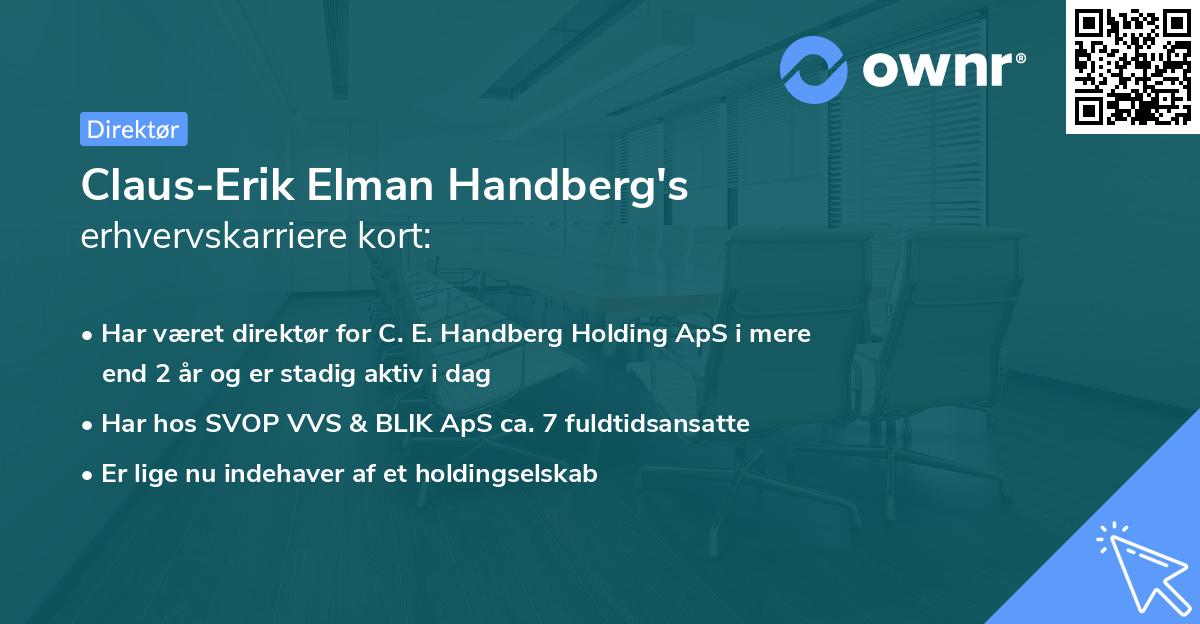 Claus-Erik Elman Handberg's erhvervskarriere kort