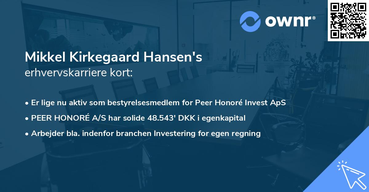 Mikkel Kirkegaard Hansen's erhvervskarriere kort
