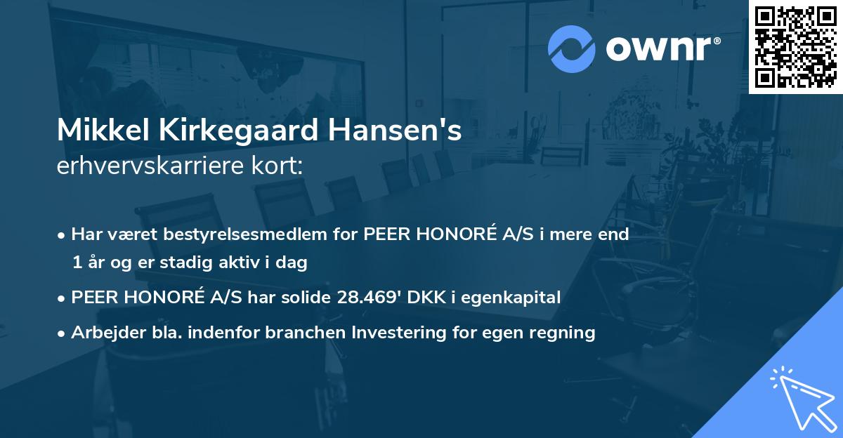 Mikkel Kirkegaard Hansen's erhvervskarriere kort