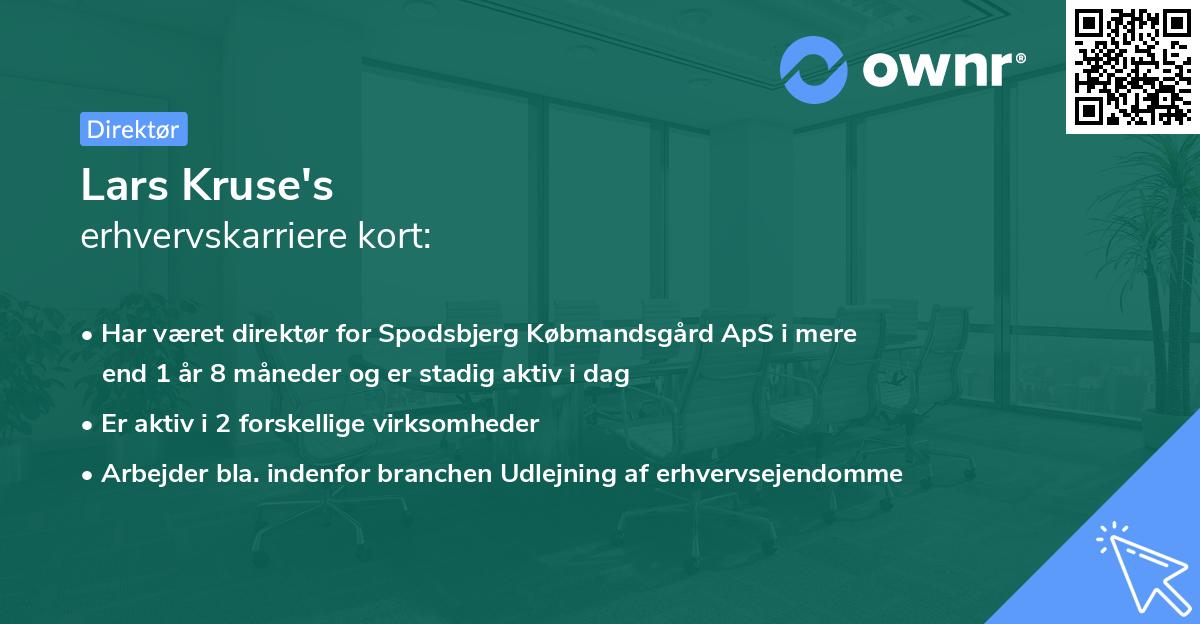 Lars Kruse's erhvervskarriere kort