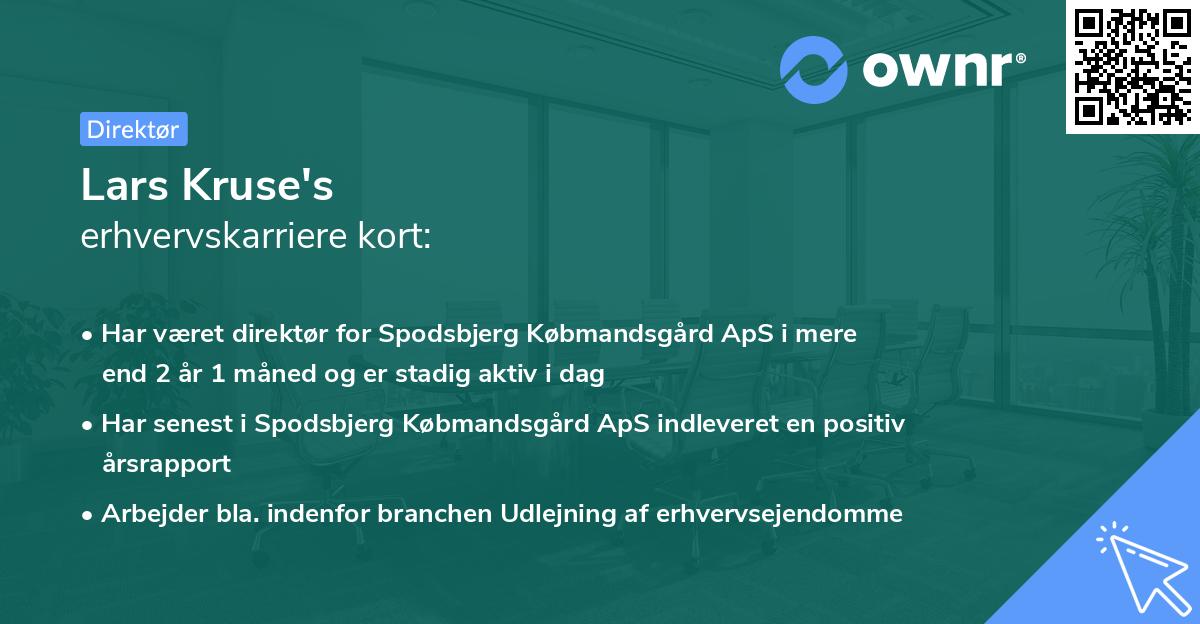 Lars Kruse's erhvervskarriere kort