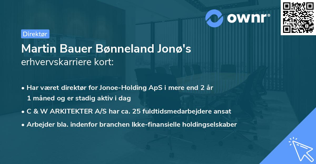 Martin Bauer Bønneland Jonø's erhvervskarriere kort