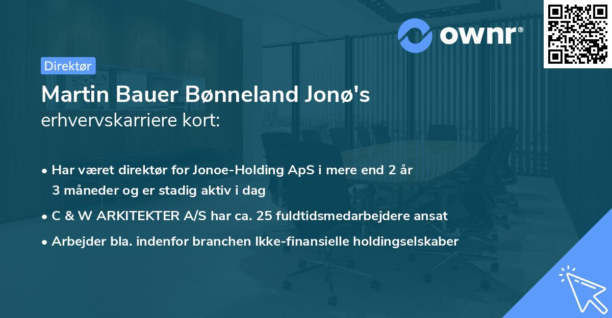 Martin Bauer Bønneland Jonø's erhvervskarriere kort