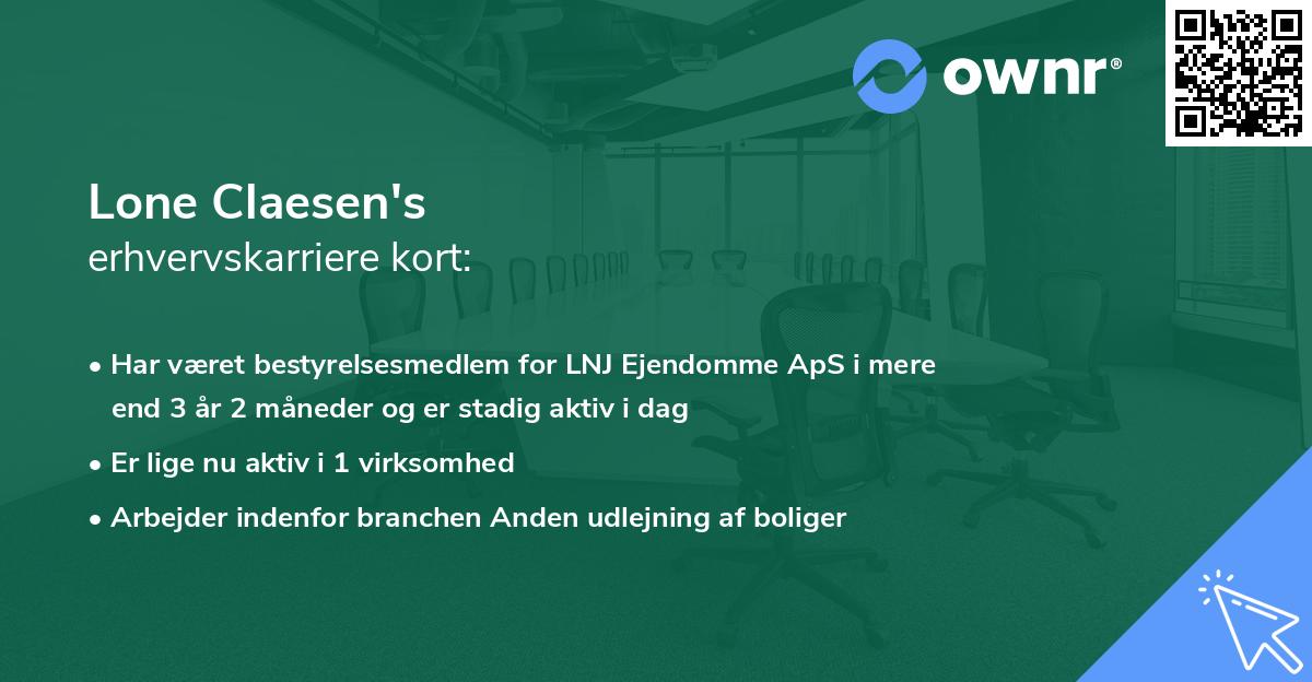 Lone Claesen's erhvervskarriere kort