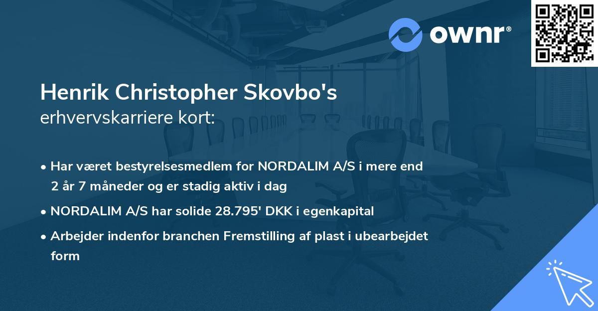 Henrik Christopher Skovbo's erhvervskarriere kort