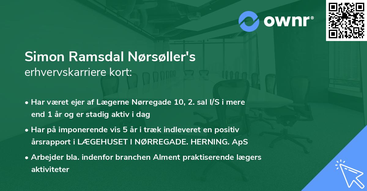 Simon Ramsdal Nørsøller's erhvervskarriere kort