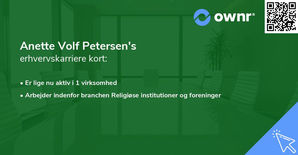 Anette Volf Petersen's erhvervskarriere kort