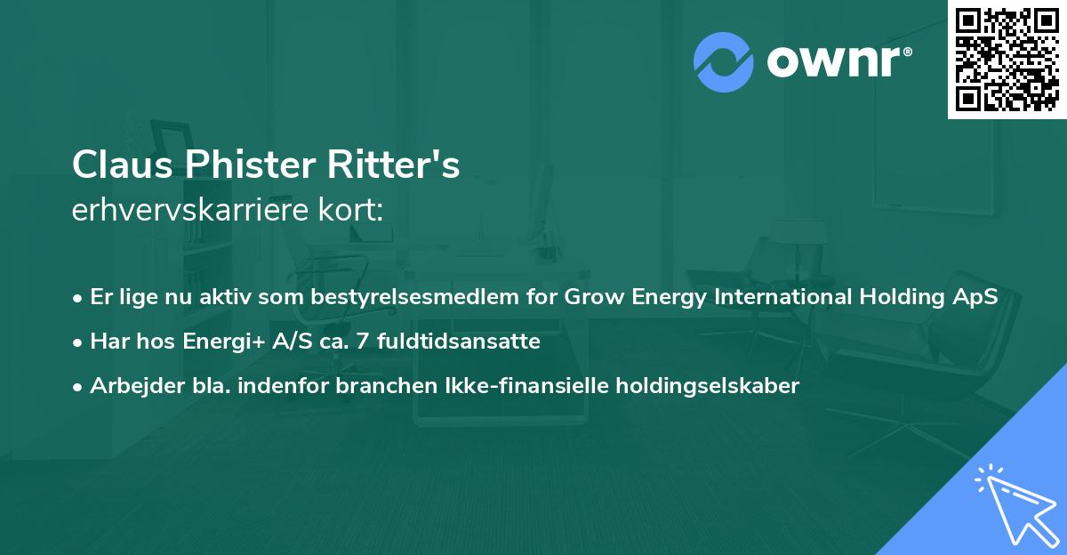 Claus Phister Ritter's erhvervskarriere kort