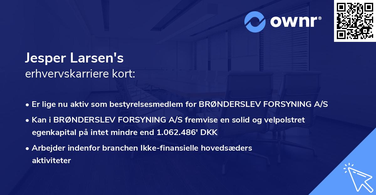 Jesper Larsen's erhvervskarriere kort