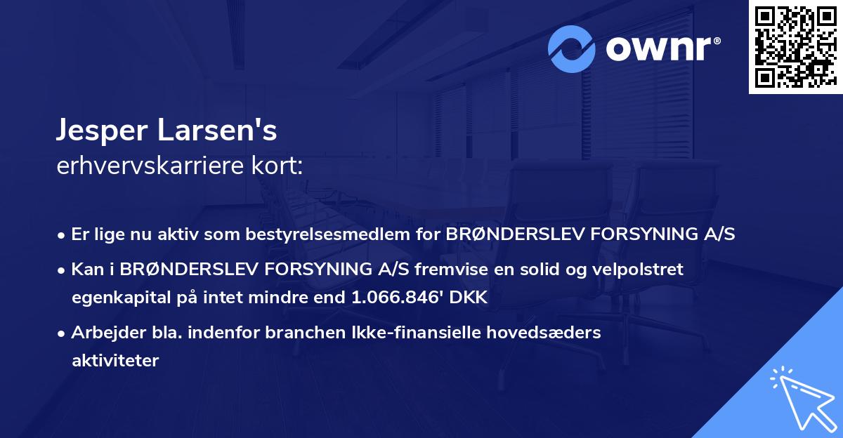 Jesper Larsen's erhvervskarriere kort