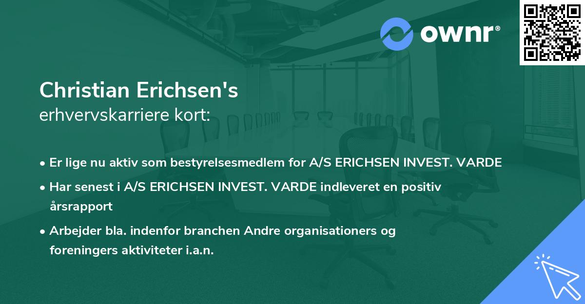 Christian Erichsen's erhvervskarriere kort