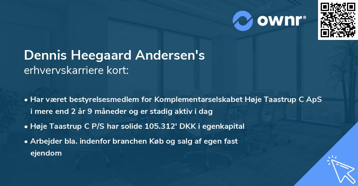 Dennis Heegaard Andersen's erhvervskarriere kort