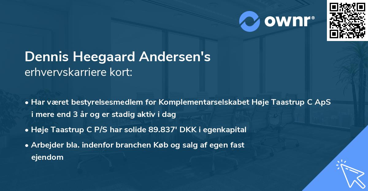 Dennis Heegaard Andersen's erhvervskarriere kort
