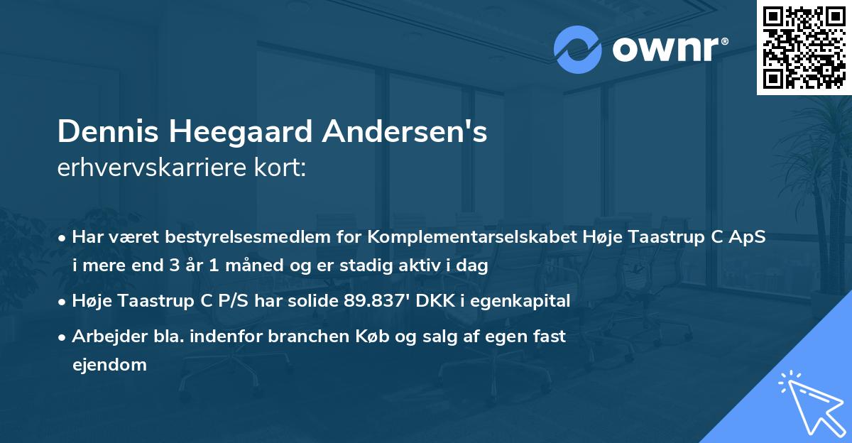Dennis Heegaard Andersen's erhvervskarriere kort