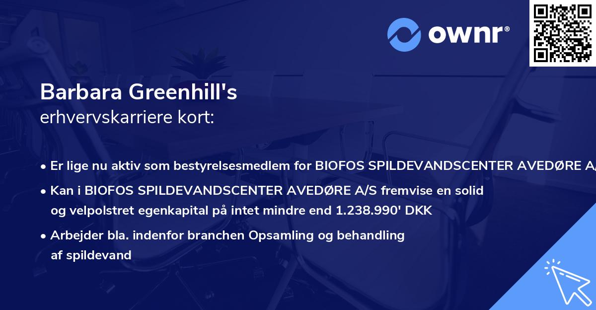 Barbara Greenhill's erhvervskarriere kort