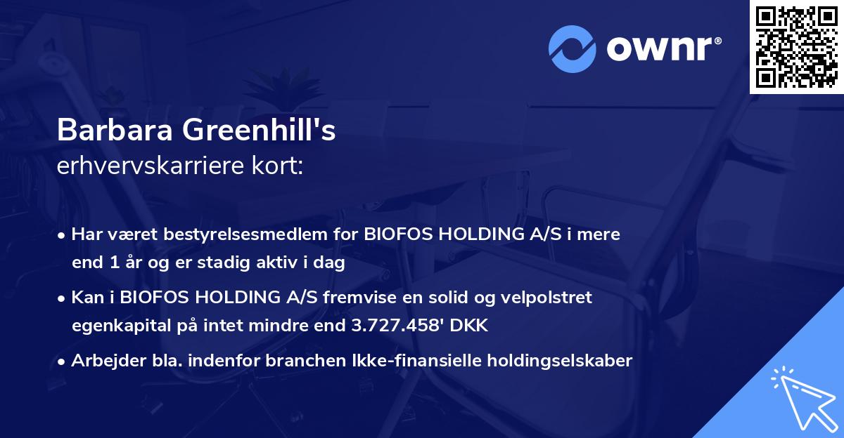 Barbara Greenhill's erhvervskarriere kort