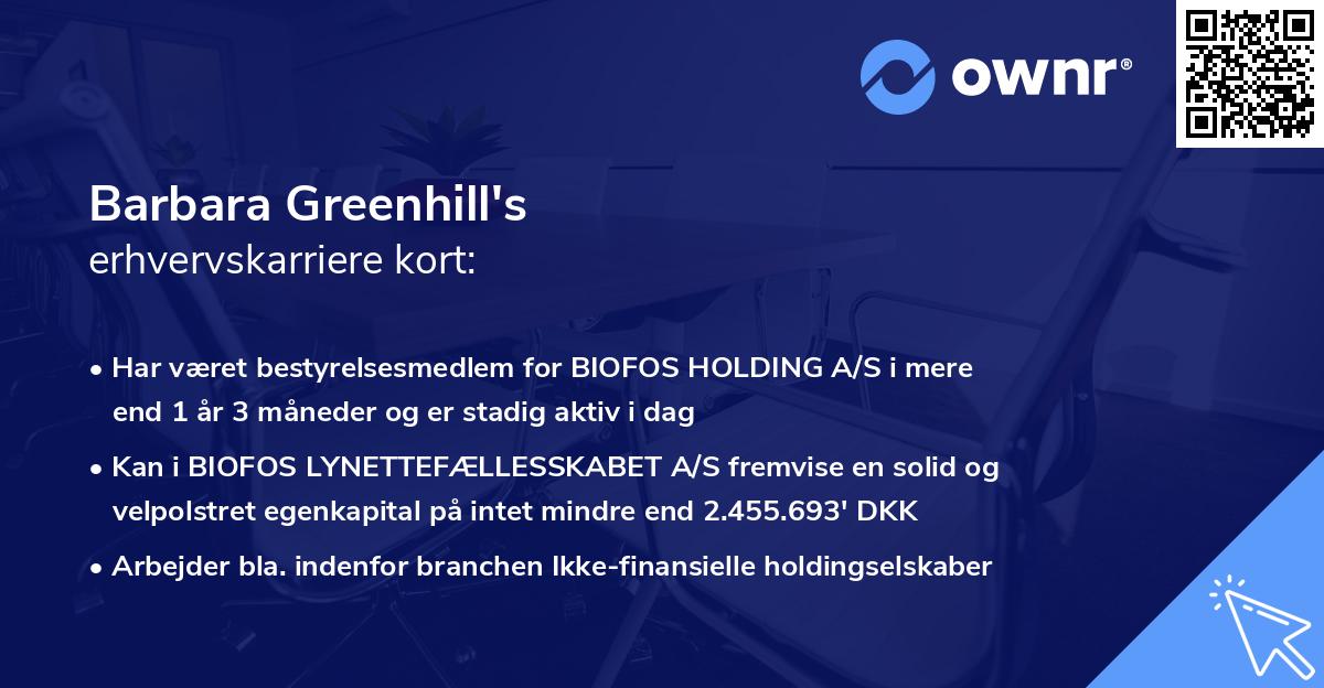Barbara Greenhill's erhvervskarriere kort