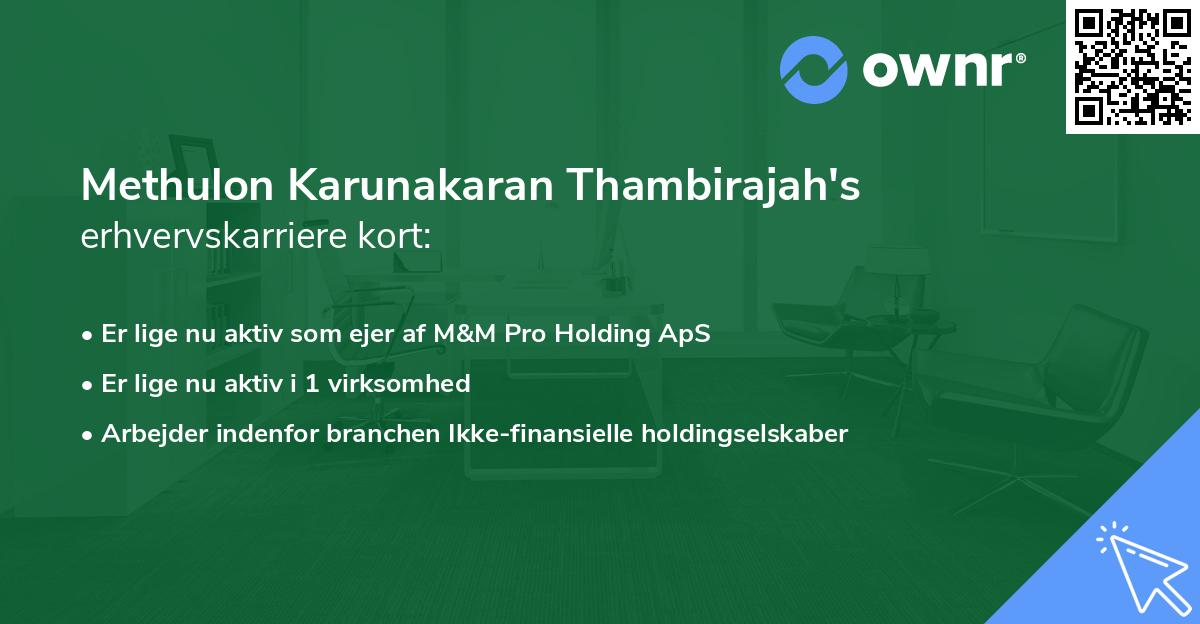 Methulon Karunakaran Thambirajah's erhvervskarriere kort