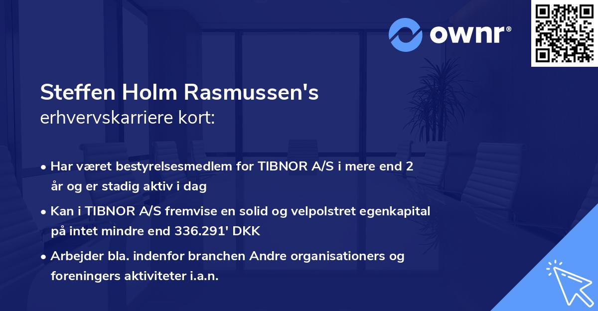 Steffen Holm Rasmussen's erhvervskarriere kort