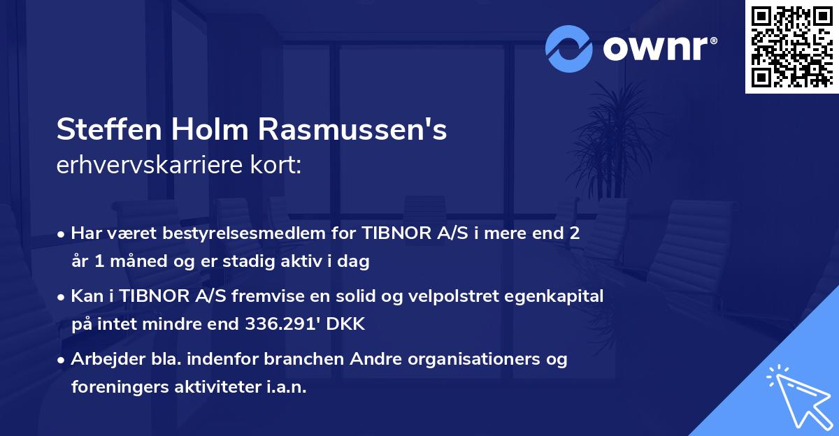 Steffen Holm Rasmussen's erhvervskarriere kort