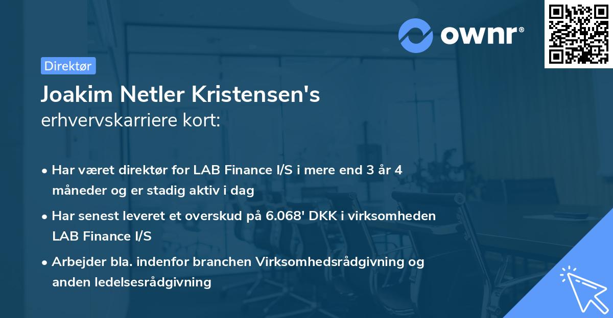 Joakim Netler Kristensen's erhvervskarriere kort
