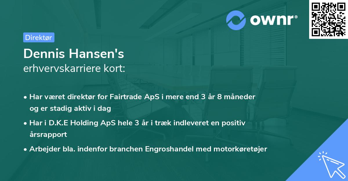 Dennis Hansen's erhvervskarriere kort