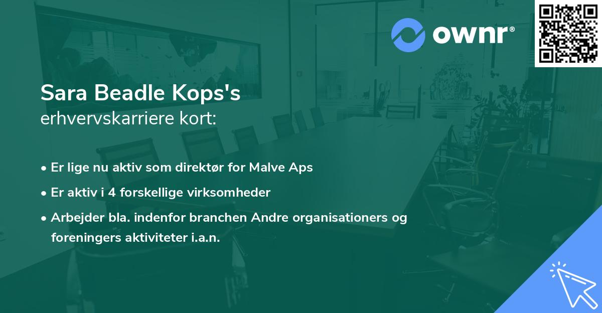 Sara Beadle Kops's erhvervskarriere kort