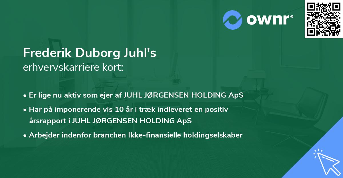 Frederik Duborg Juhl's erhvervskarriere kort