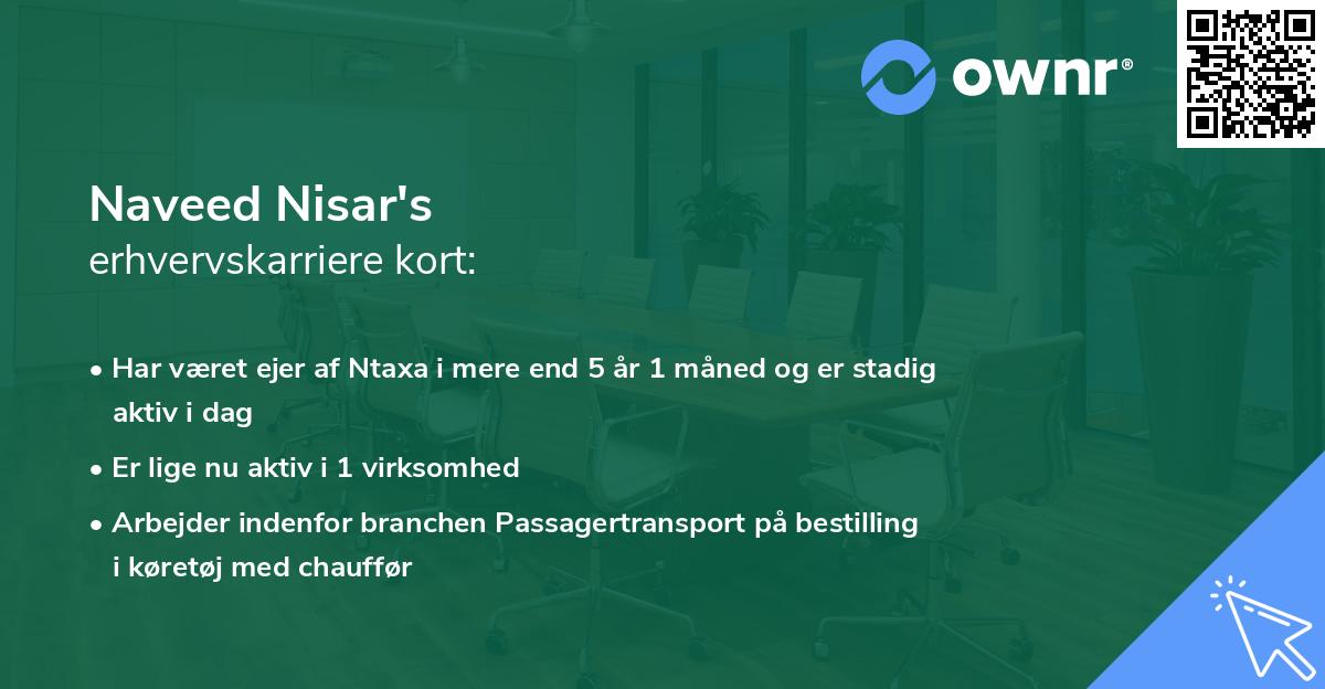 Naveed Nisar's erhvervskarriere kort