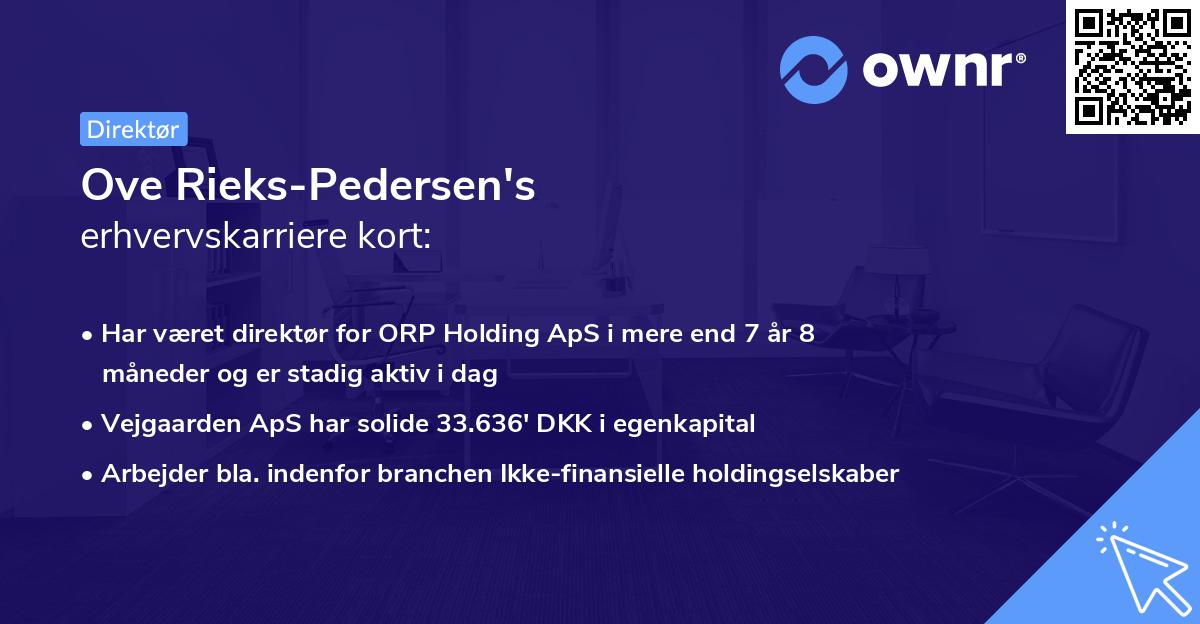 Ove Rieks-Pedersen's erhvervskarriere kort