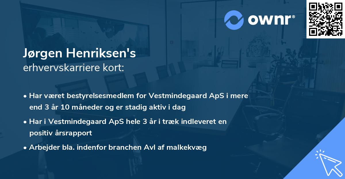Jørgen Henriksen's erhvervskarriere kort