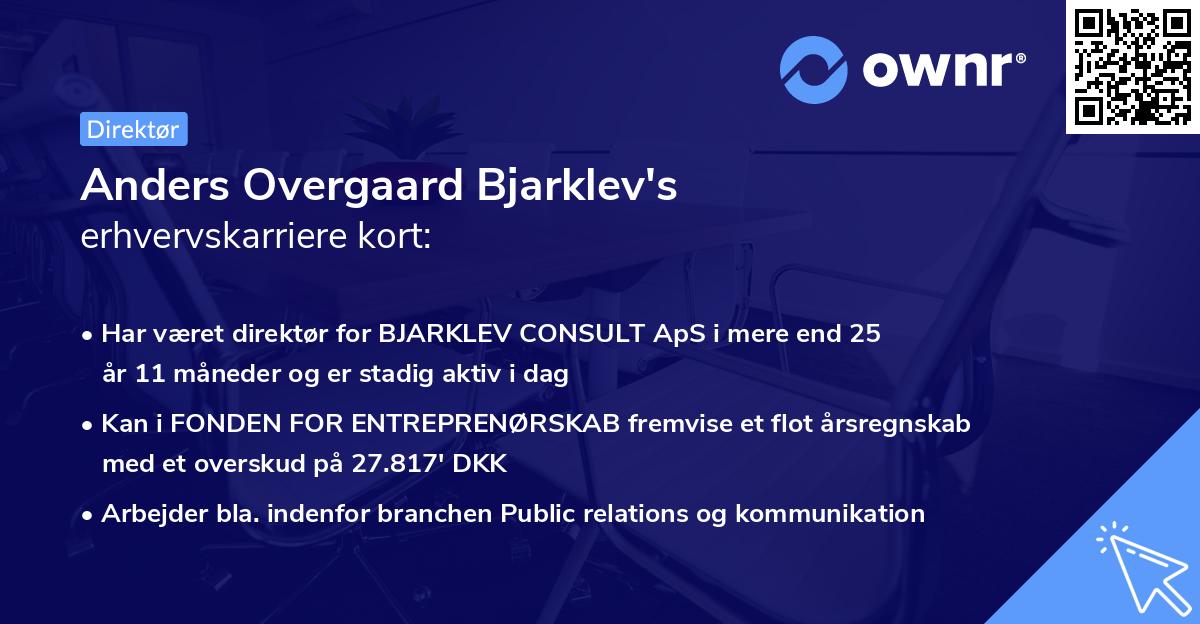 Anders Overgaard Bjarklev's erhvervskarriere kort