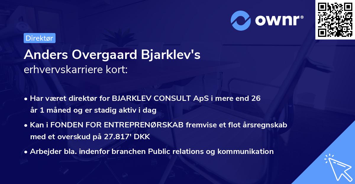 Anders Overgaard Bjarklev's erhvervskarriere kort