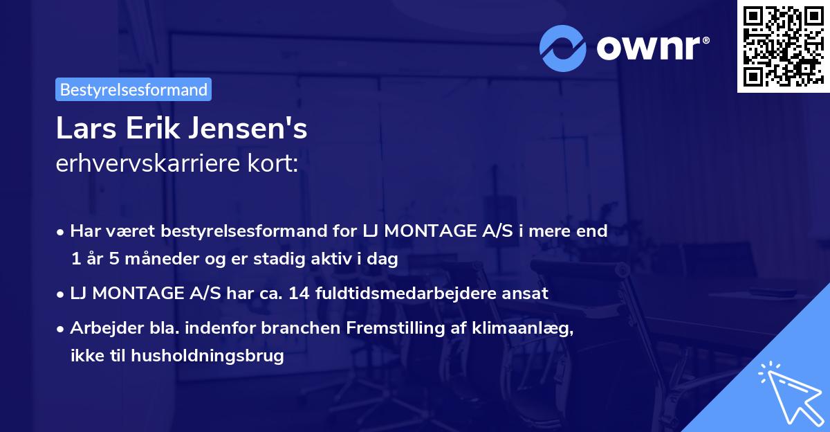 Lars Erik Jensen's erhvervskarriere kort