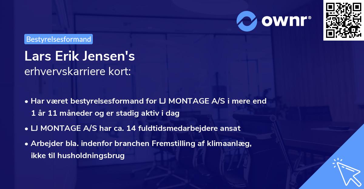 Lars Erik Jensen's erhvervskarriere kort