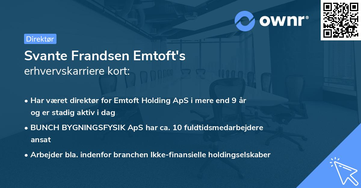 Svante Frandsen Emtoft's erhvervskarriere kort