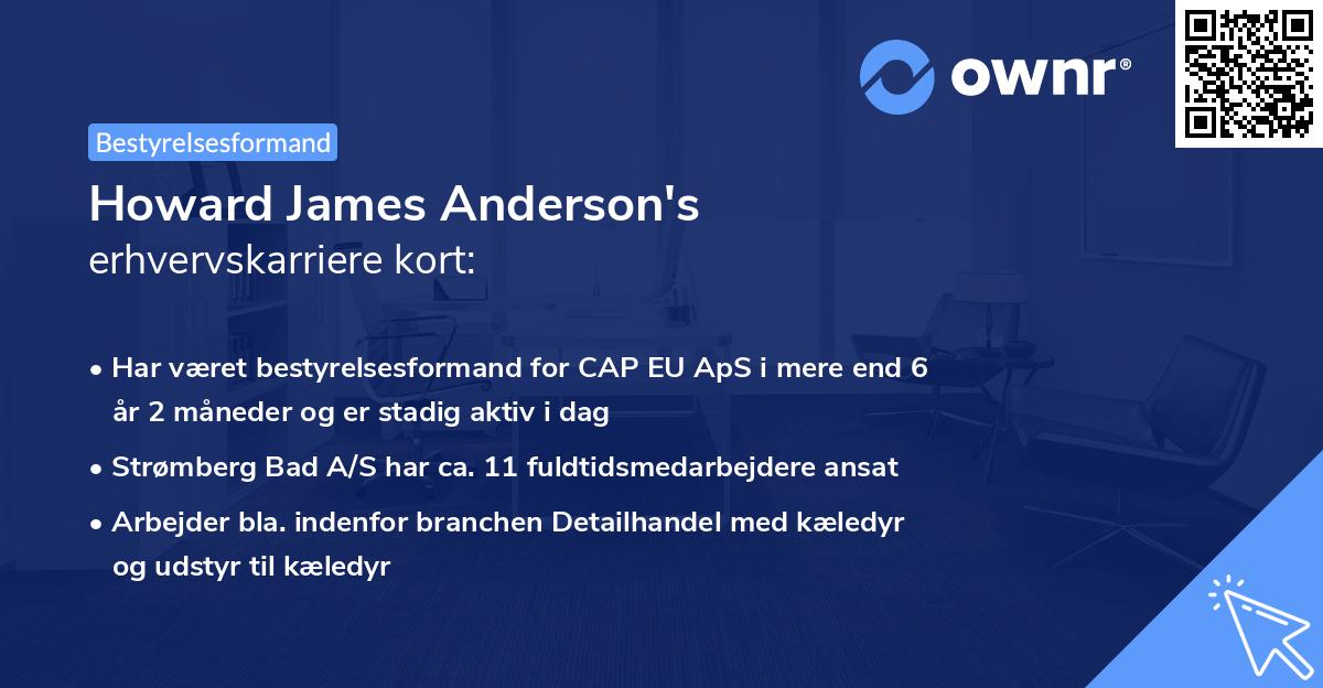Howard James Anderson's erhvervskarriere kort