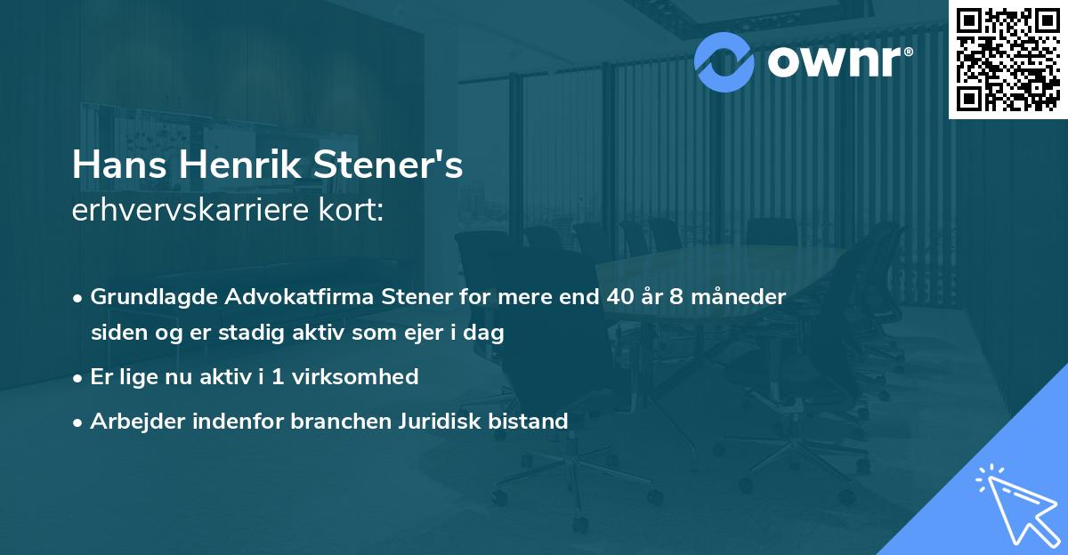 Hans Henrik Stener's erhvervskarriere kort