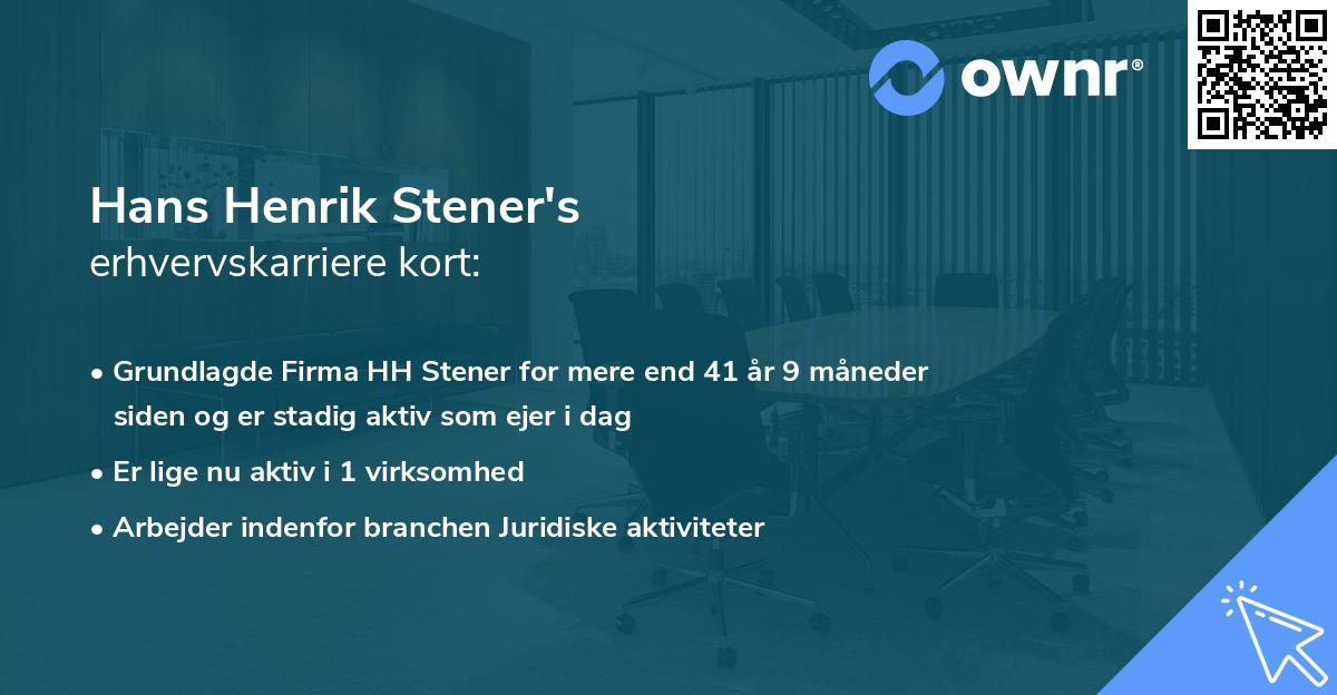 Hans Henrik Stener's erhvervskarriere kort