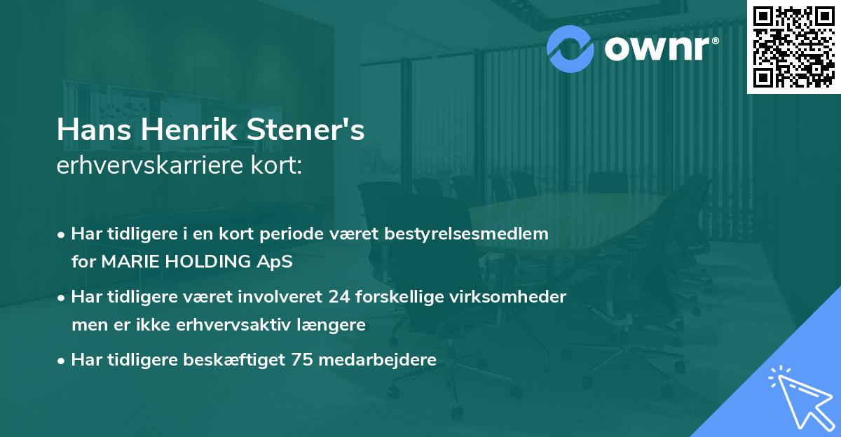 Hans Henrik Stener's erhvervskarriere kort