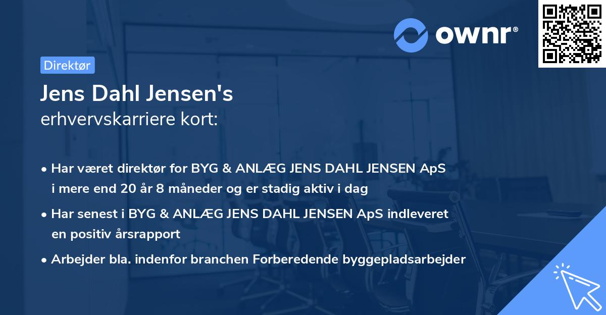 Jens Dahl Jensen's erhvervskarriere kort