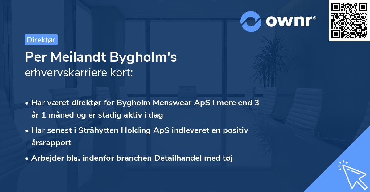 Per Meilandt Bygholm's erhvervskarriere kort