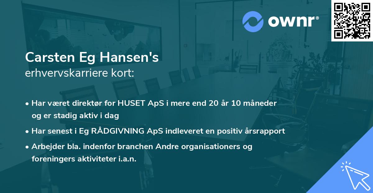 Carsten Eg Hansen's erhvervskarriere kort