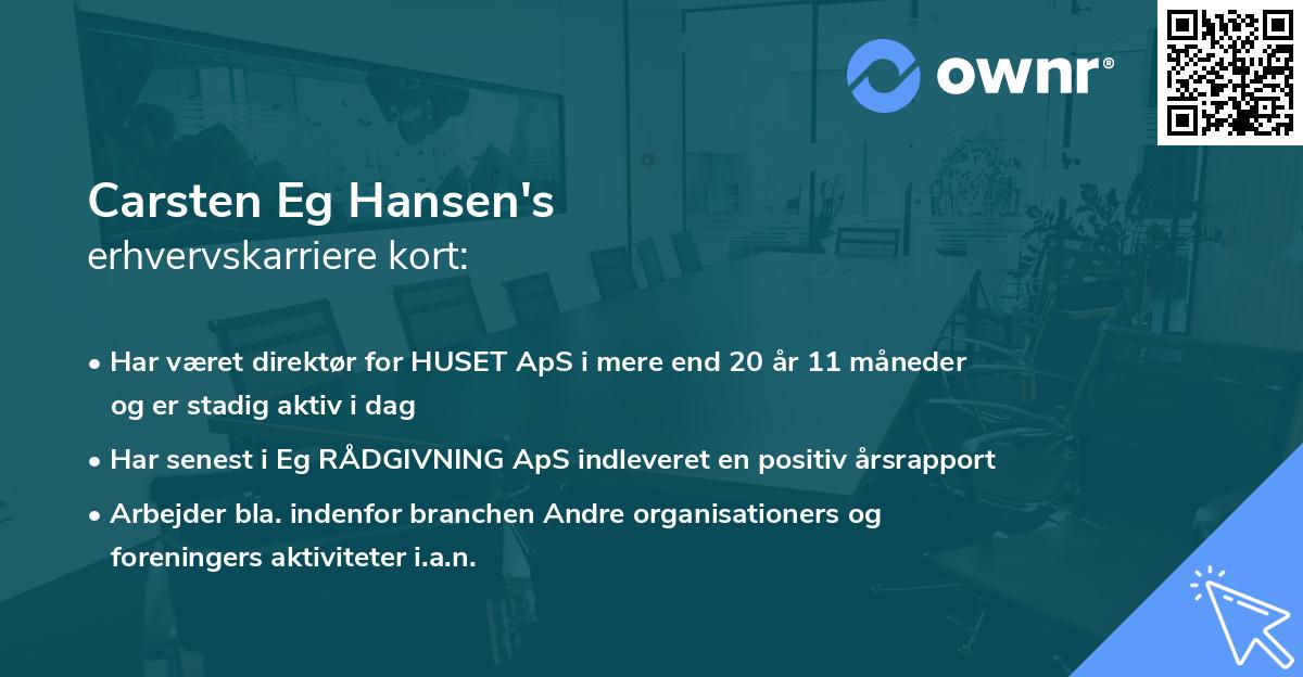Carsten Eg Hansen's erhvervskarriere kort