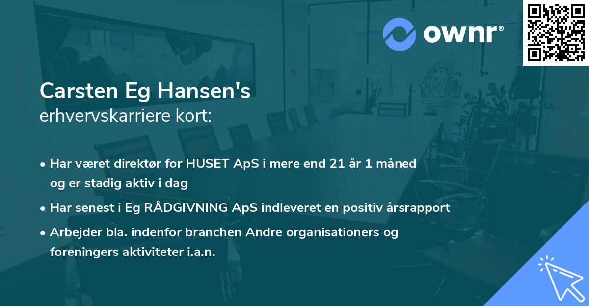 Carsten Eg Hansen's erhvervskarriere kort
