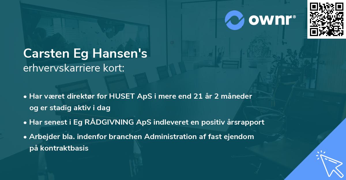 Carsten Eg Hansen's erhvervskarriere kort