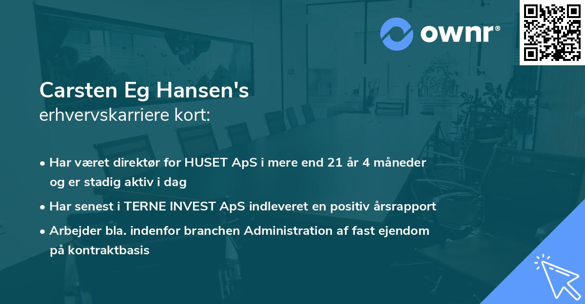Carsten Eg Hansen's erhvervskarriere kort