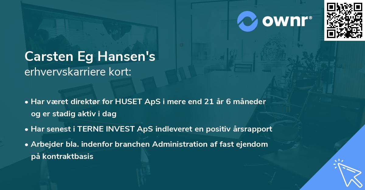 Carsten Eg Hansen's erhvervskarriere kort